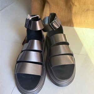 Women's US 8 Doc Martens Metallic Pewter Clarissa Quad Chunky Strap Sandals